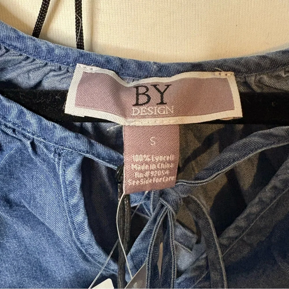 By Design Blue Lyocell Peasant Top - Picture 4 of 6